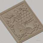 Fichier CNC & impression 3D thème abeille, ruche, pot de miel, fleurs et alvéoles, haute qualité relief STL