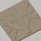 Fichier CNC & impression 3D coeur sacré avec croix et rayons, haute qualité relief STL