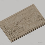 Fichier CNC & impression 3D peintre paysage montagne rivière atelier, haute qualité relief STL