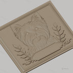 Fichier CNC & impression 3D chien Yorkshire terrier, branches décoratives, haute qualité relief STL
