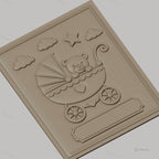 Fichier CNC & impression 3D bébé ours dans landau, nuages, étoile haute qualité relief STL