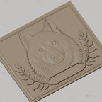 Fichier CNC & impression 3D tête de loup, feuillages décoratifs, haute qualité relief STL