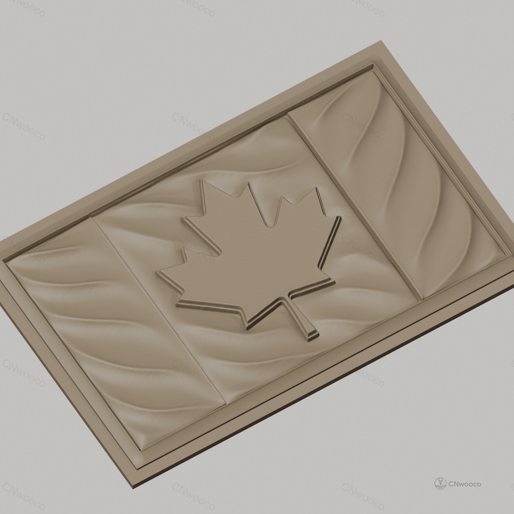 Fichier CNC & impression 3D drapeau canadien, feuille d'érable avec relief ondulé, haute qualité relief STL