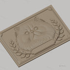 Fichier CNC & impression 3D chat persan, tête de chat avec feuillage, haute qualité relief STL