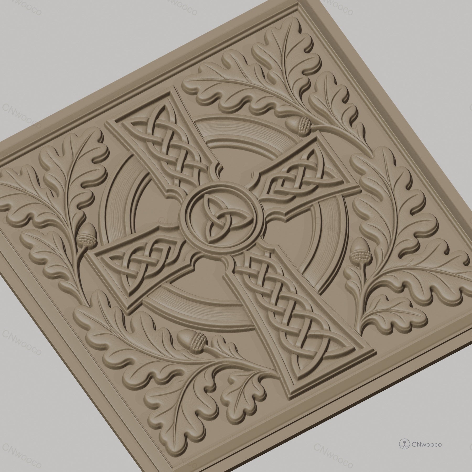Fichier CNC & impression 3D Croix celtique, feuillage et glands en relief, haute qualité relief STL