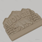 Fichier CNC porte-clés mural enseigne Lodge ours montagne nature, STL très haute qualité