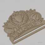 Fichier CNC & impression 3D support médaille sport avec trophée et ballons, STL très haute qualité