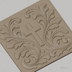 Fichier CNC & impression 3D Croix chrétienne, feuilles ornementales relief, haute qualité relief STL