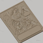 Fichier CNC & impression 3D ange gardien avec enfants priant, plaque vide, haute qualité relief STL