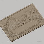 Fichier CNC & impression 3D animaux de la ferme, cheval chien vache panneau vide, haute qualité relief STL