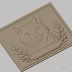 Fichier CNC & impression 3D visage de loup, feuillages décoratifs, haute qualité relief STL