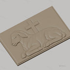 Fichier CNC & impression 3D agneau allongé avec croix, symbole religieux, haute qualité relief STL