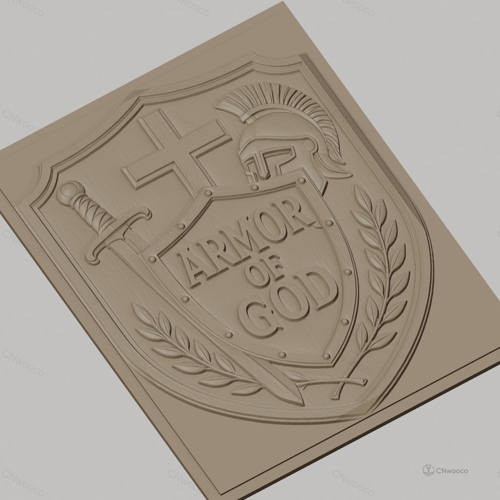 Fichier CNC & impression 3D armure de Dieu, bouclier, épée, casque, croix, haute qualité relief STL