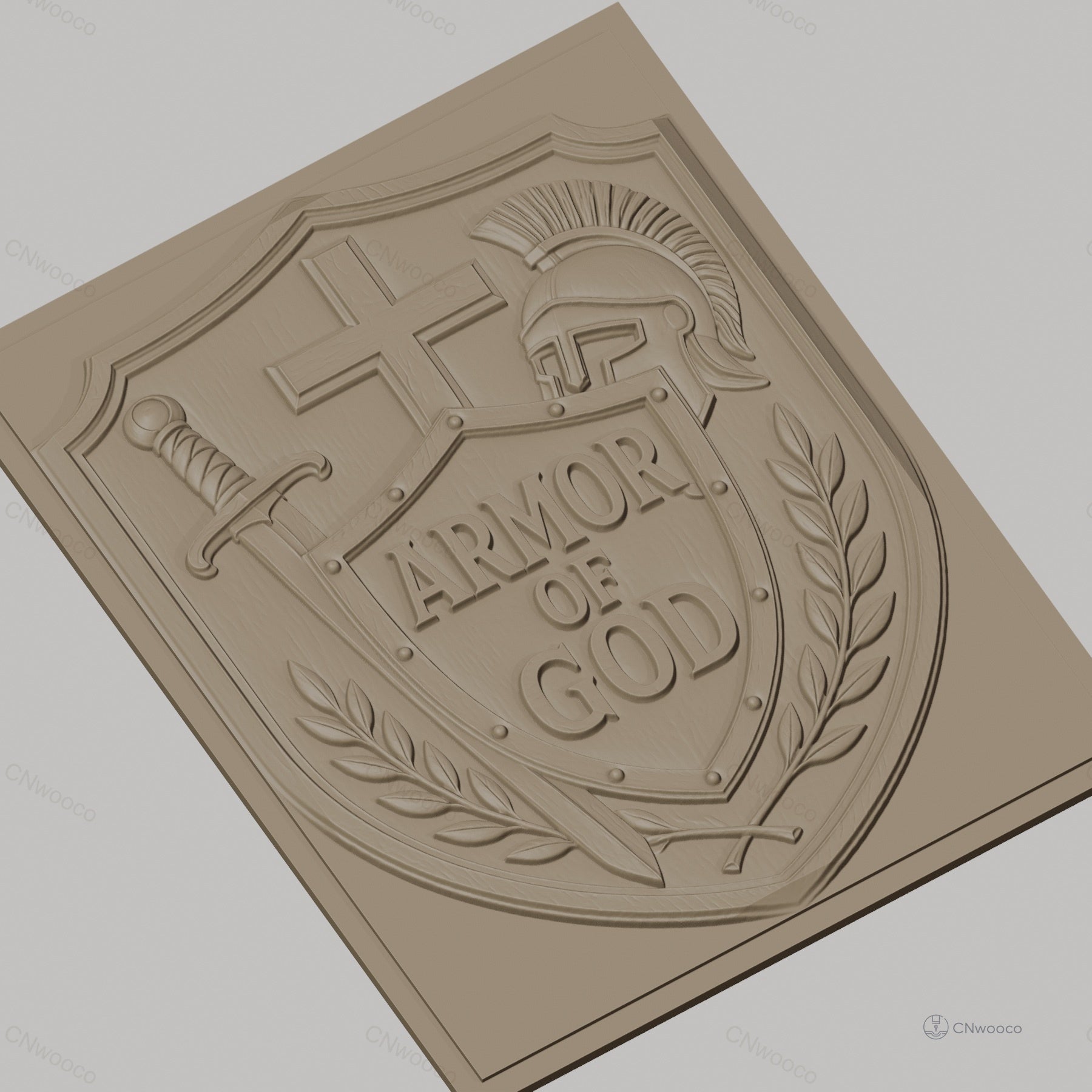 Fichier CNC & impression 3D armure de Dieu, bouclier, épée, casque, croix, haute qualité relief STL