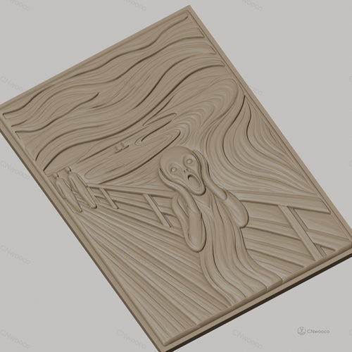 Fichier CNC & impression 3D Le Cri, personnage en détresse sur pont, haute qualité relief STL