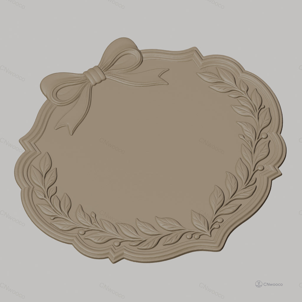 Fichier CNC & impression 3D plaque décorative avec nœud et feuilles, STL très haute qualité