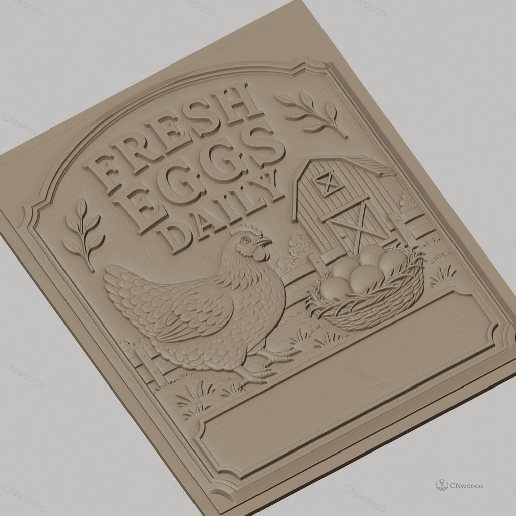 Fichier CNC & impression 3D poule, panier d'œufs, ferme, haute qualité relief STL