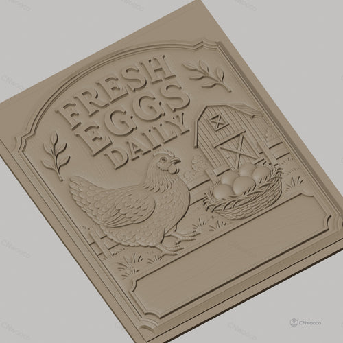Fichier CNC & impression 3D poule, panier d'œufs, ferme, haute qualité relief STL