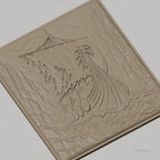 Fichier CNC & impression 3D bateau viking, voile déchirée, boucliers, relief marin, haute qualité relief STL