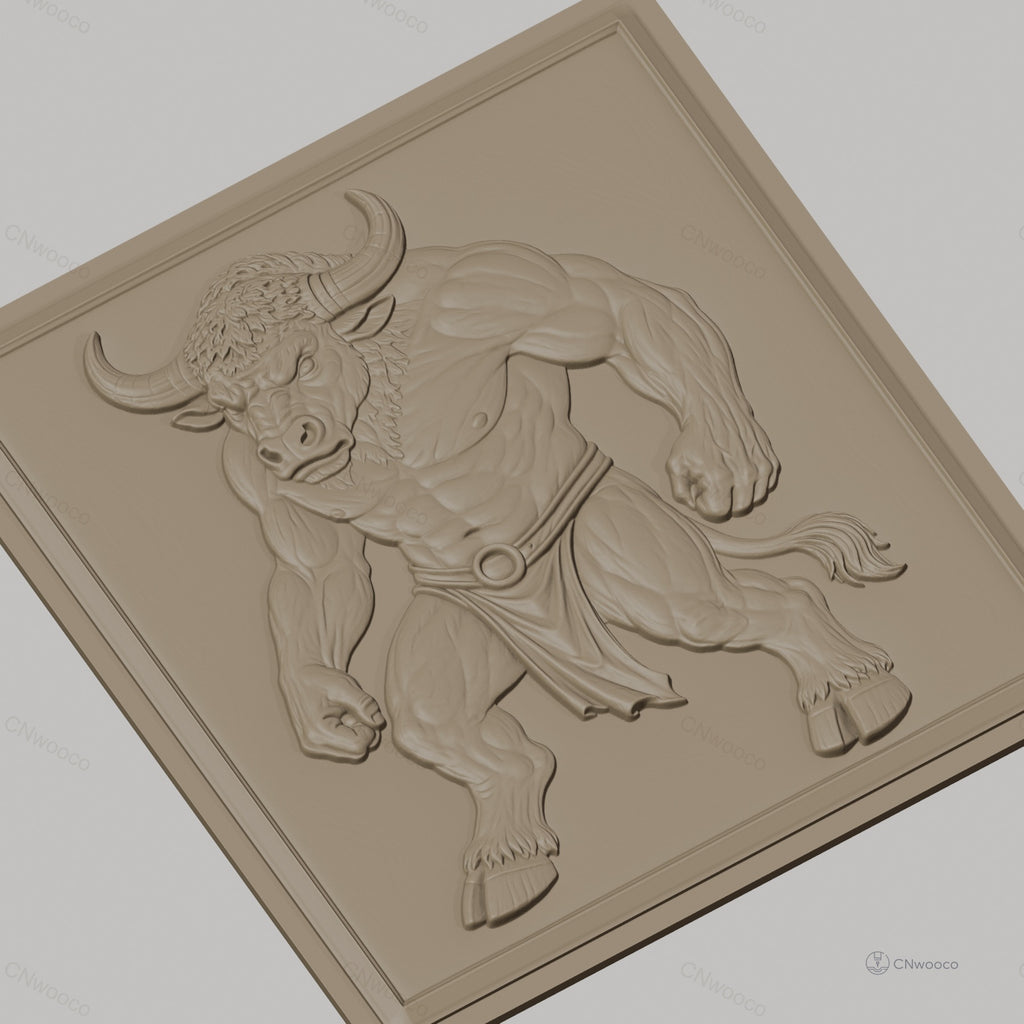 Fichier CNC & impression 3D Minotaure musclé, relief bas relief animal mythologique, haute qualité relief STL