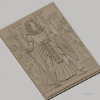 Fichier CNC & impression 3D héros égyptien, temple, statues, bouclier et lance, haute qualité relief STL