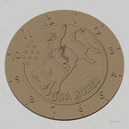 Fichier CNC & impression 3D horloge murale rodéo américain avec cowboy et taureau STL