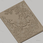 Fichier CNC & impression 3D La balançoire, femme en robe historique et statue, haute qualité relief STL