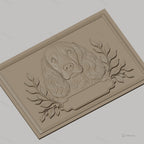 Fichier CNC & impression 3D chien cocker et feuilles décoratives, haute qualité relief STL