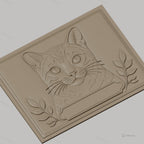 Fichier CNC & impression 3D chat avec feuillage cadre, haute qualité relief STL
