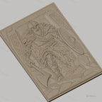Fichier CNC & impression 3D Viking guerrier avec hache et bouclier, haute qualité relief STL