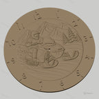 Fichier CNC & impression 3D horloge murale motoneige hiver montagne STL