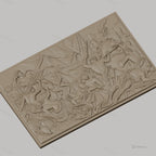Fichier CNC & impression 3D scène antique avec guerriers, chevaux et roi drapé, haute qualité relief STL