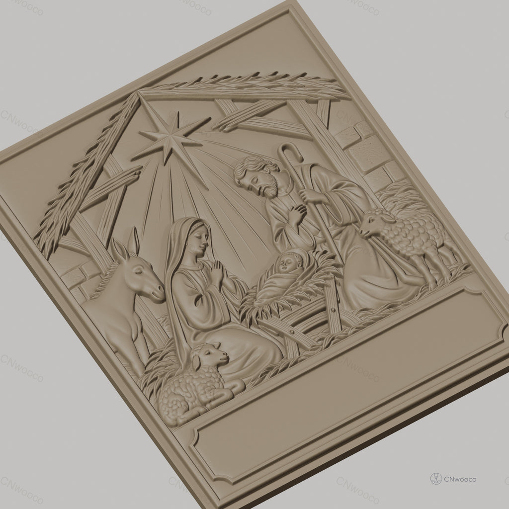 Fichier CNC & impression 3D crèche de Noël, Marie Joseph bébé Jésus animaux, haute qualité relief STL