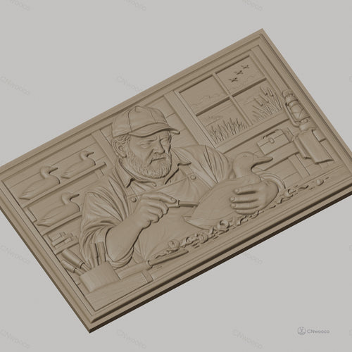 Fichier CNC & impression 3D artisan sculpteur de canards, atelier, outils, haut relief, haute qualité relief STL