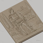 Fichier CNC & impression 3D guerrier romain debout, relief antique, colonne et cyprès, haute qualité relief STL