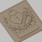 Fichier CNC & impression 3D serrure cœur, clé ornementale et feuillage, haute qualité relief STL
