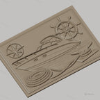 Fichier CNC & impression 3D bateau de plaisance, gouvernail, boussole, corde et taquet, haute qualité relief STL