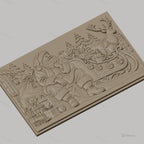 Fichier CNC & impression 3D Noël, Père Noël avec traîneau, rennes, cadeaux et sapins, haute qualité relief STL