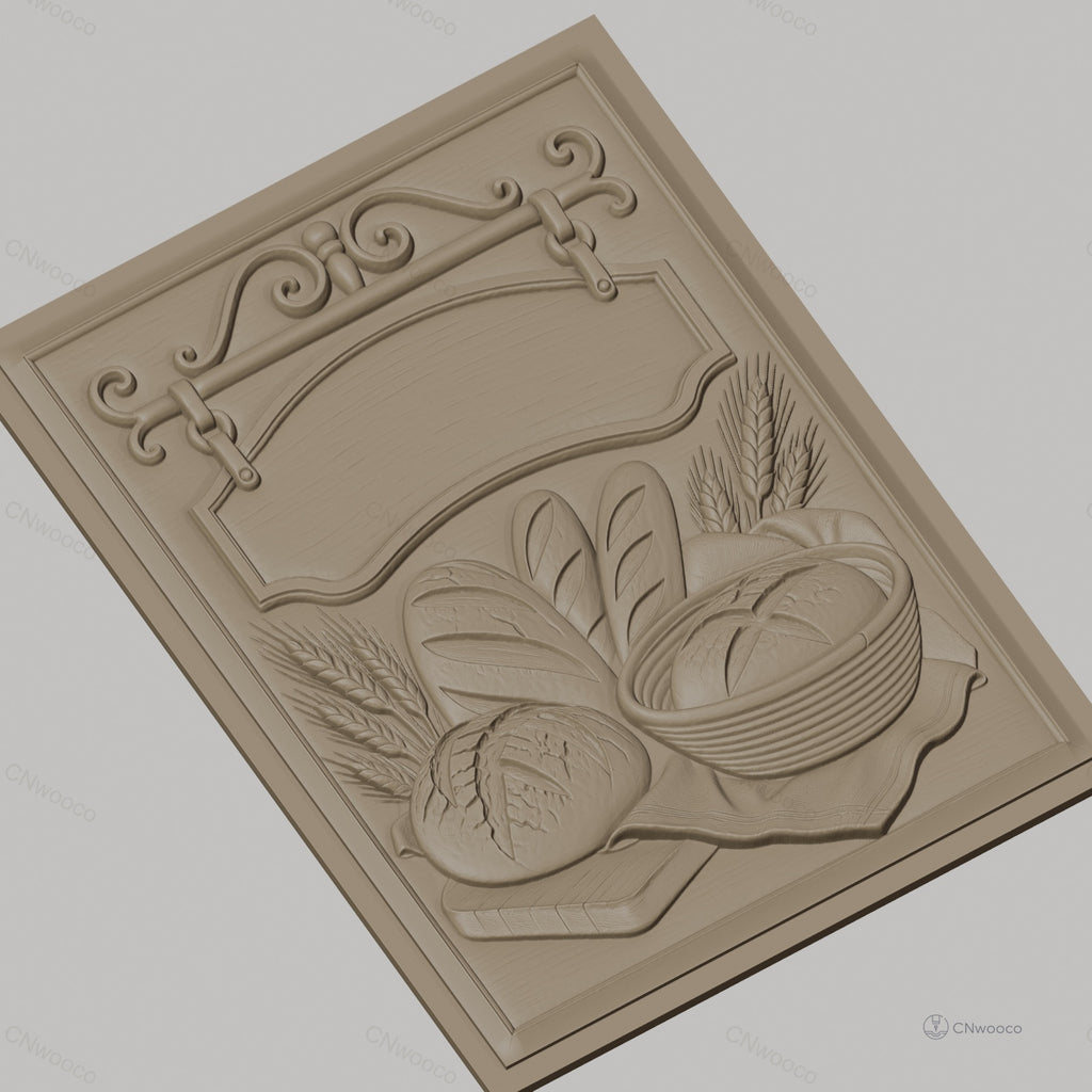 Fichier CNC & impression 3D pain et blé, relief de différentes miches et épis, haute qualité relief STL