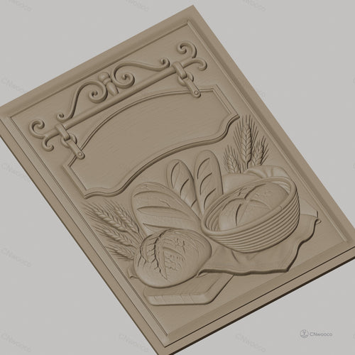 Fichier CNC & impression 3D pain et blé, relief de différentes miches et épis, haute qualité relief STL