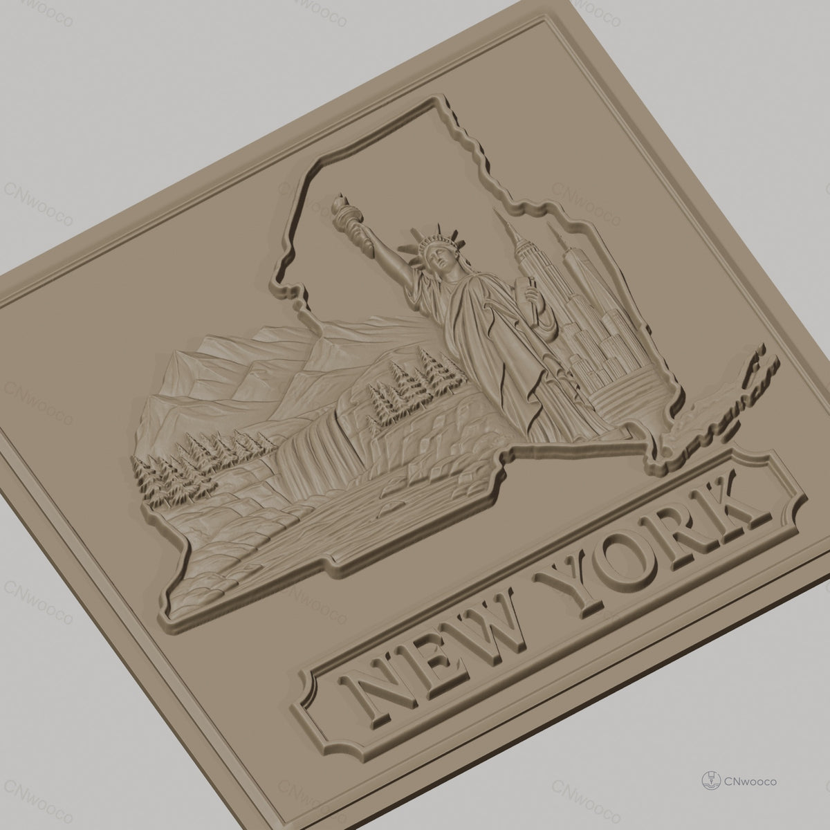 Fichier CNC & impression 3D New York, Statue de la Liberté, paysage montagne cascade, skyline, haute qualité relief STL