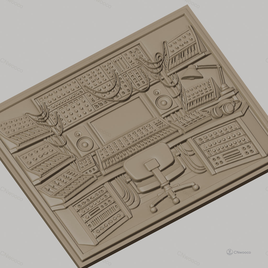 Fichier CNC & impression 3D studio musique électronique, synthétiseurs, clavier, casque, siège haute qualité relief STL