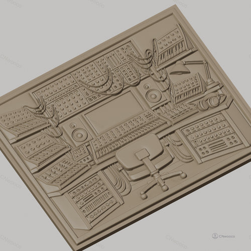 Fichier CNC & impression 3D studio musique électronique, synthétiseurs, clavier, casque, siège haute qualité relief STL