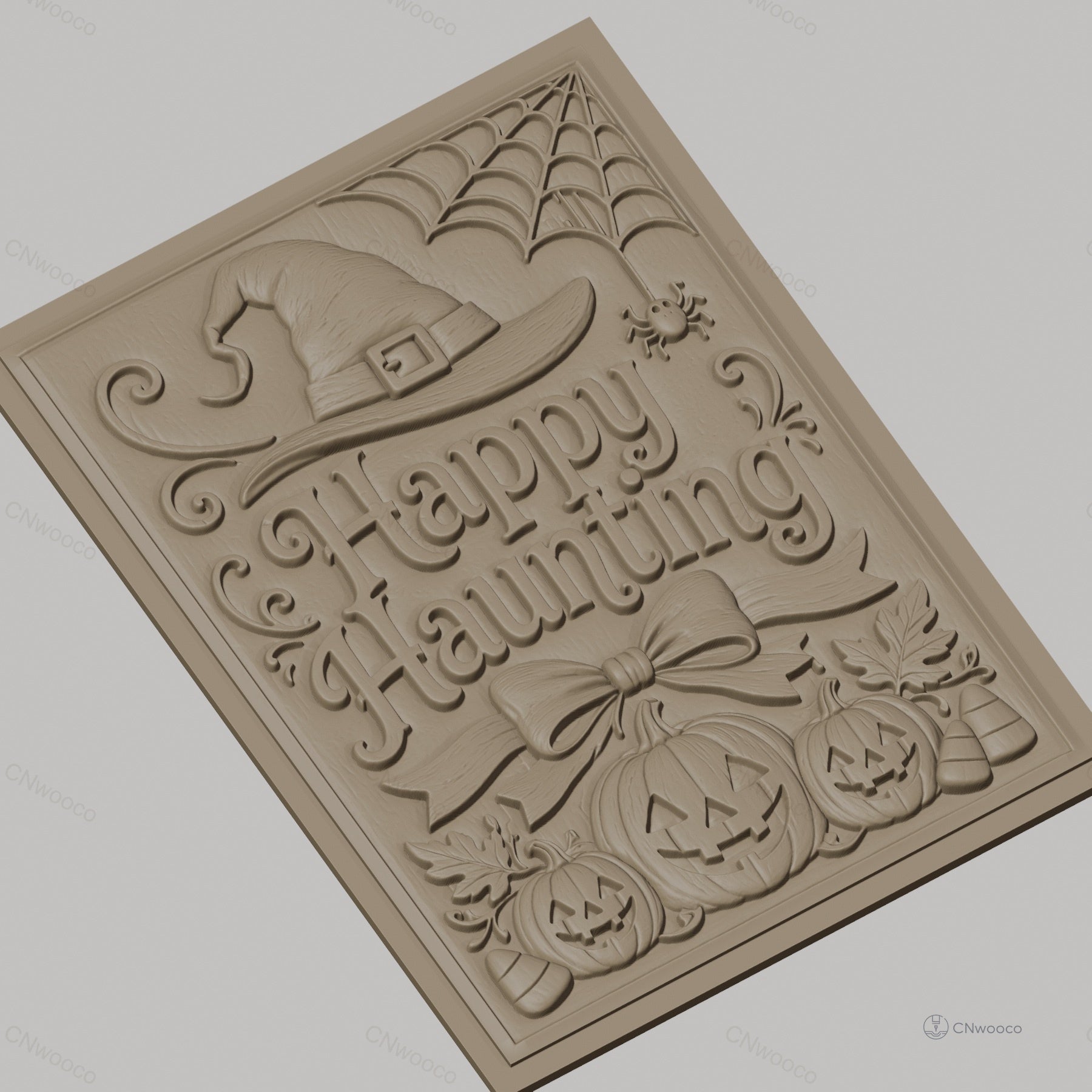 Fichier CNC & impression 3D Halloween, citrouilles, chapeau de sorcière, toile d'araignée, haute qualité relief STL
