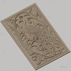 Fichier CNC & impression 3D Paon, relief ornemental avec plumes détaillées et feuillages, haute qualité relief STL