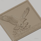 Fichier CNC & impression 3D aigle avec poisson et éclaboussures d'eau, haute qualité relief STL