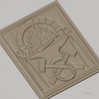 Fichier CNC & impression 3D forgeron, enclume, marteaux croisés, fer à cheval, pinces et feu, haute qualité relief STL