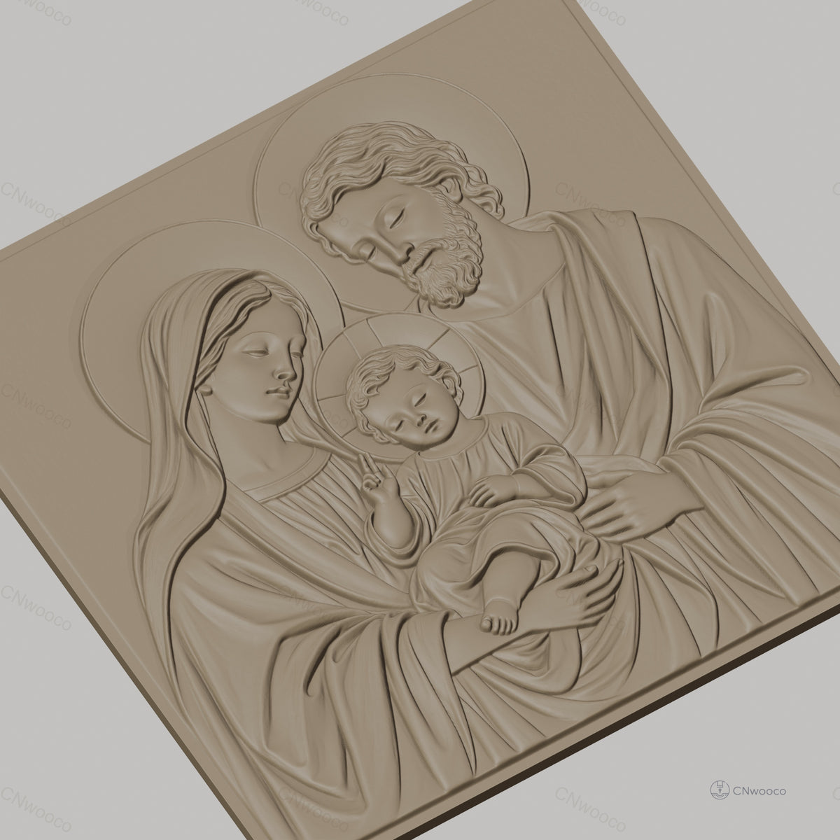 Fichier CNC & impression 3D Sainte Famille, Vierge Marie, Jésus enfant et Saint Joseph, haute qualité relief STL