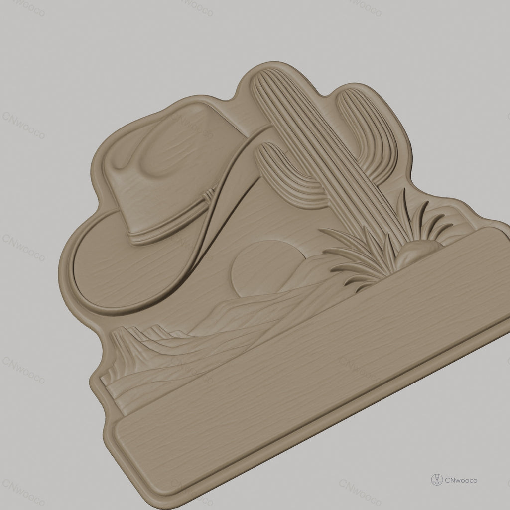Fichier CNC & impression 3D enseigne western cowboy cactus paysage, STL très haute qualité