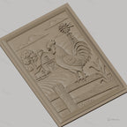 Fichier CNC & impression 3D coq à la ferme, moulin à vent et bâtiment agricole, haute qualité relief STL